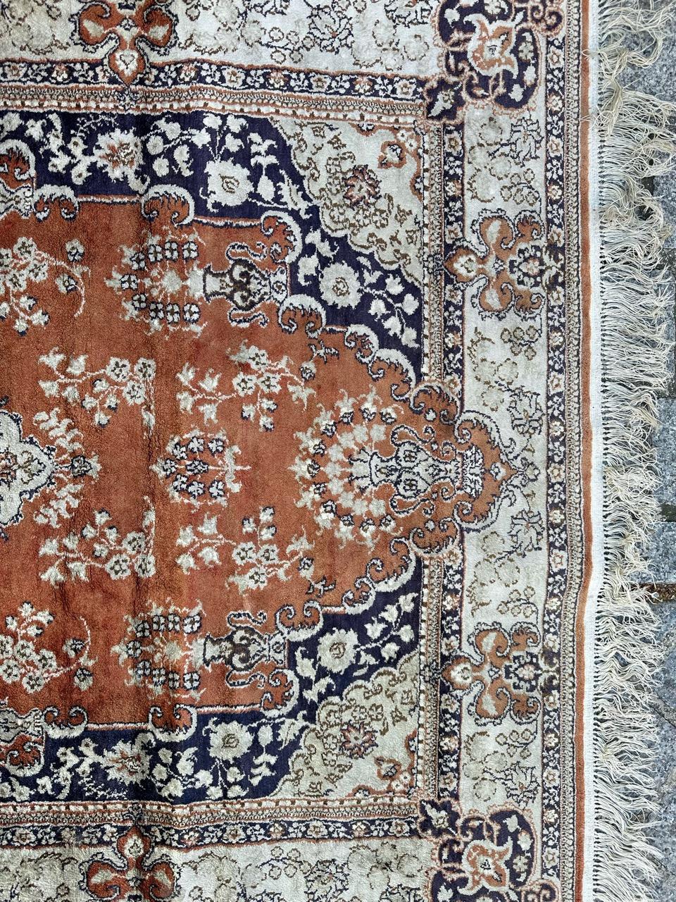 20th Century Bobyrug’s nice very fine vintage Sino Qom silk rug  For Sale