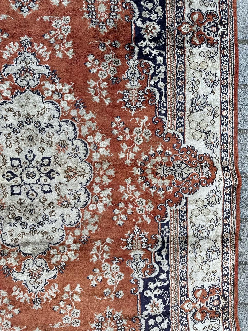 Bobyrug’s nice very fine vintage Sino Qom silk rug  For Sale 1