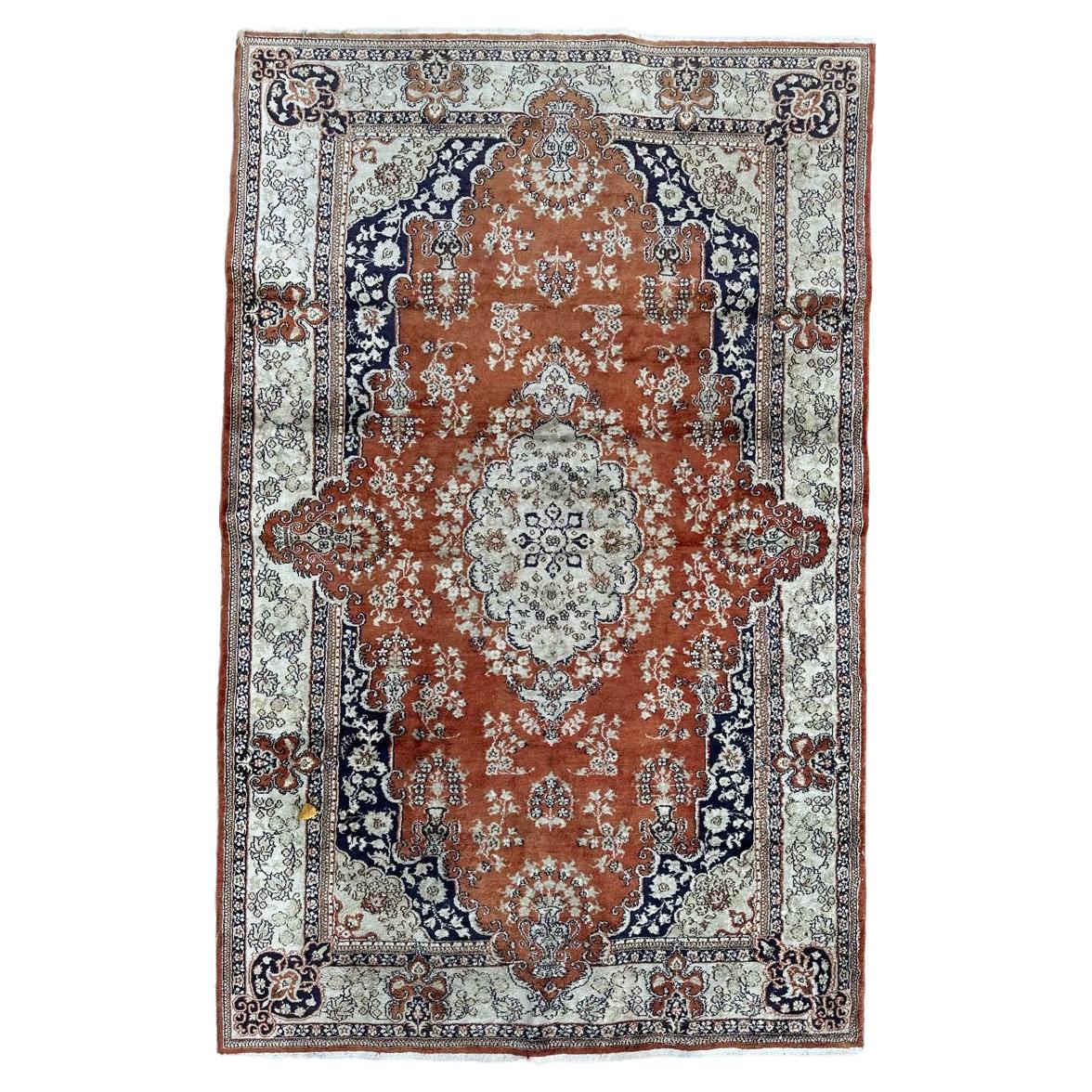 Bobyrug’s nice very fine vintage Sino Qom silk rug  For Sale