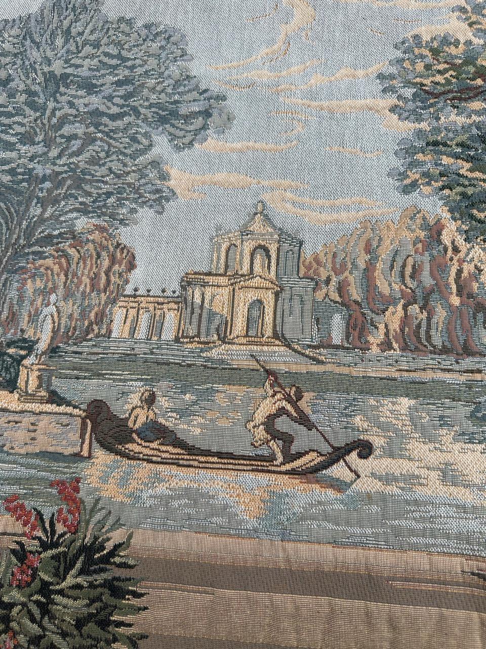 Machine-Made Bobyrug’s Nice Vintage Aubusson style Jacquard tapestry  For Sale