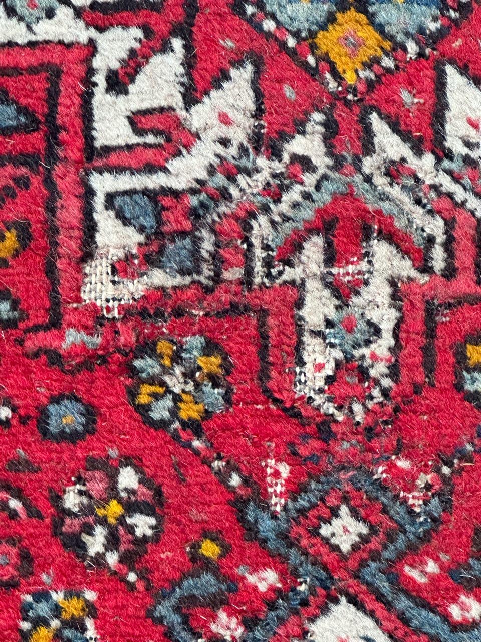 Hand-Knotted Bobyrug’s nice vintage distressed Heriz rug  For Sale