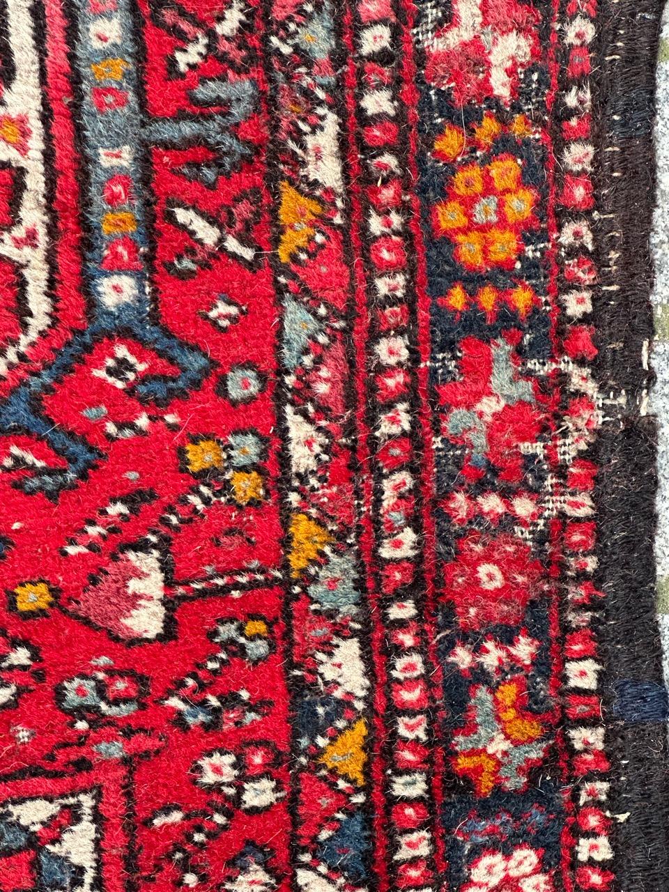 Wool Bobyrug’s nice vintage distressed Heriz rug  For Sale