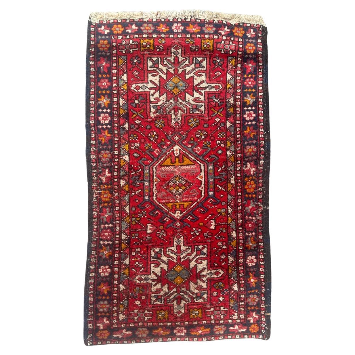 Bobyrug’s nice vintage distressed Heriz rug  For Sale