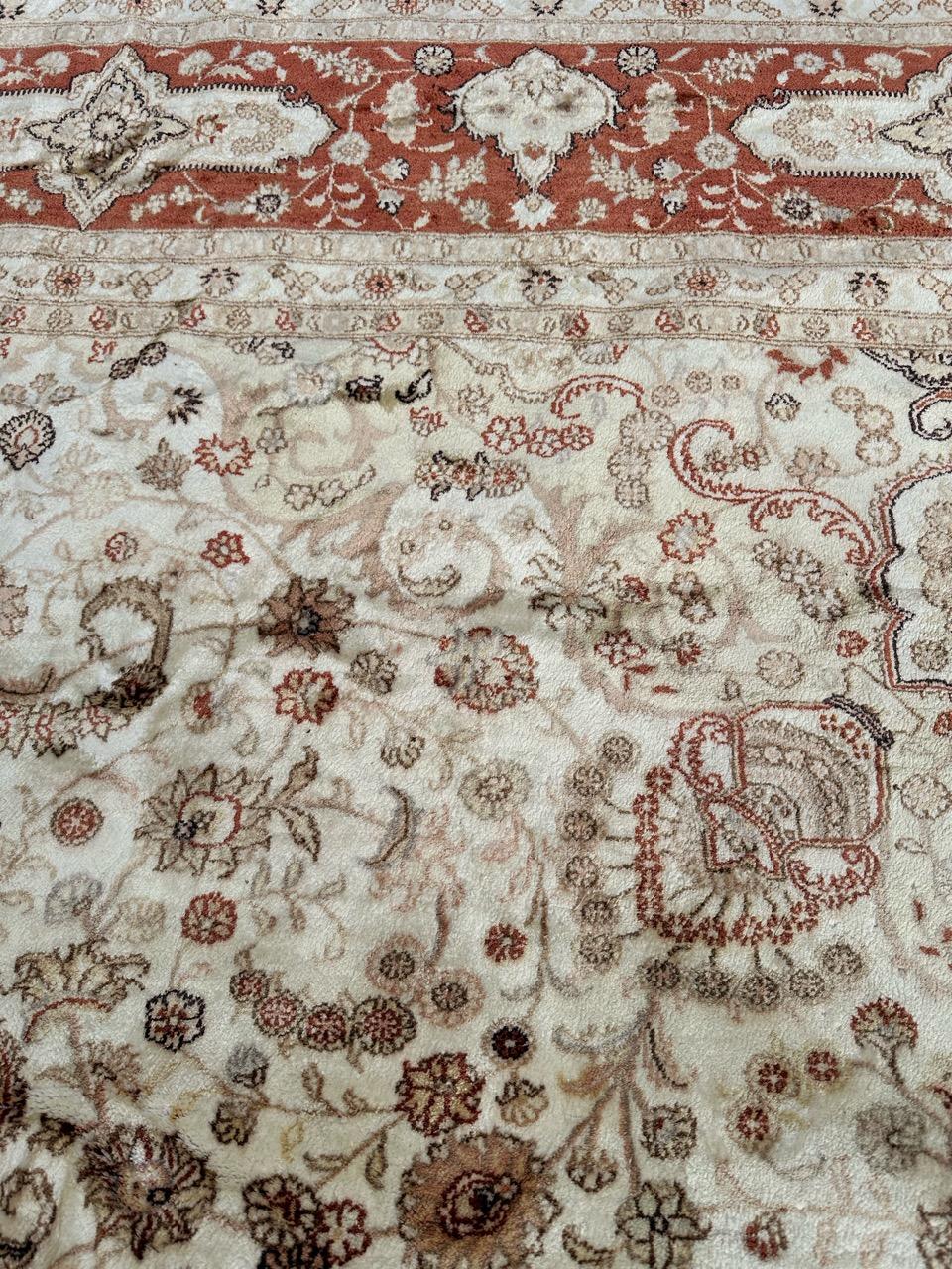 Bobyrug’s Nice vintage fine silk tabriz style Chinese rug  For Sale 2