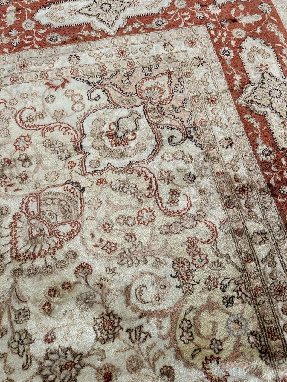 Bobyrug’s Nice vintage fine silk tabriz style Chinese rug  For Sale 3
