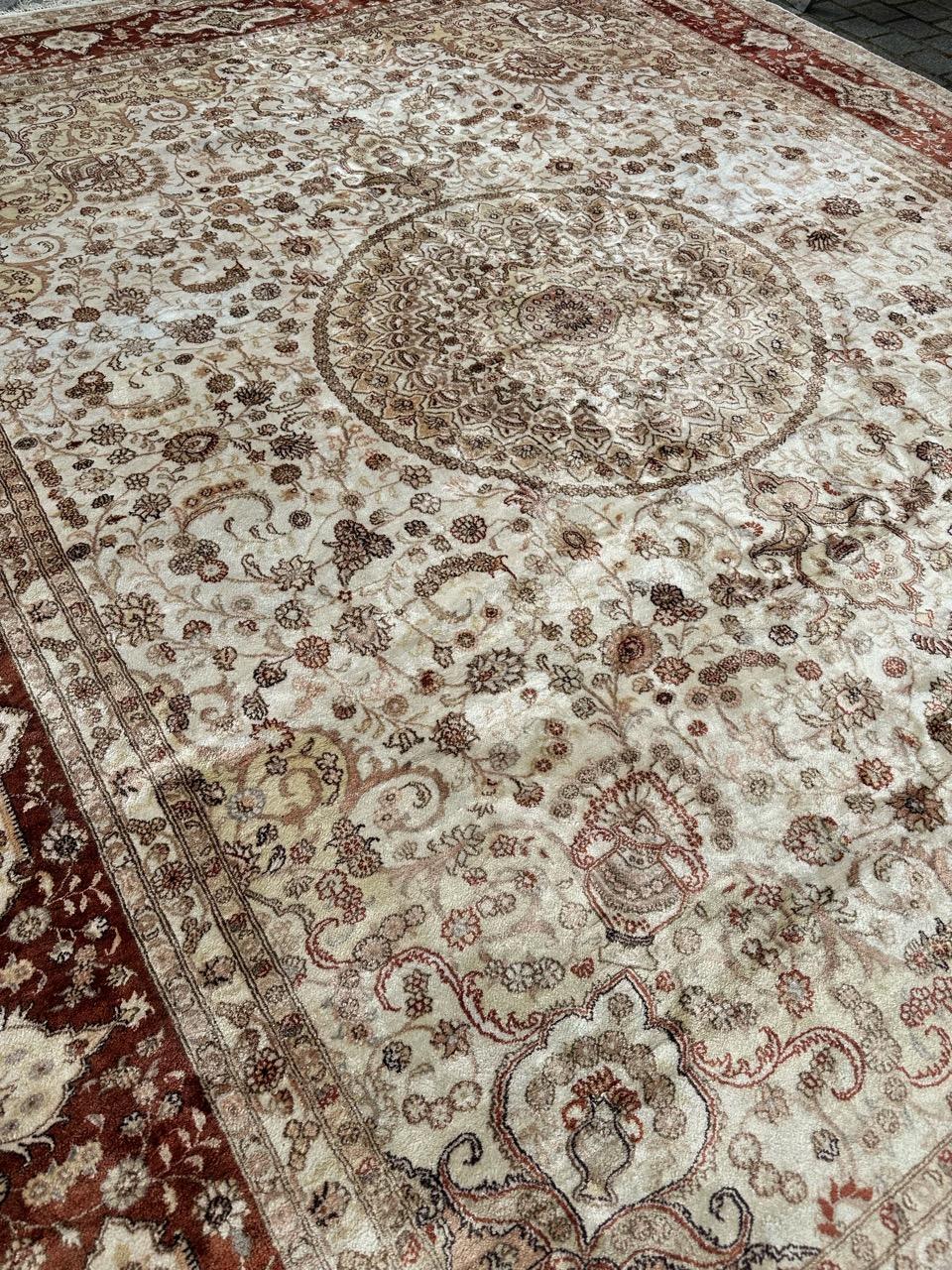 Bobyrug’s Nice vintage fine silk tabriz style Chinese rug  For Sale 5