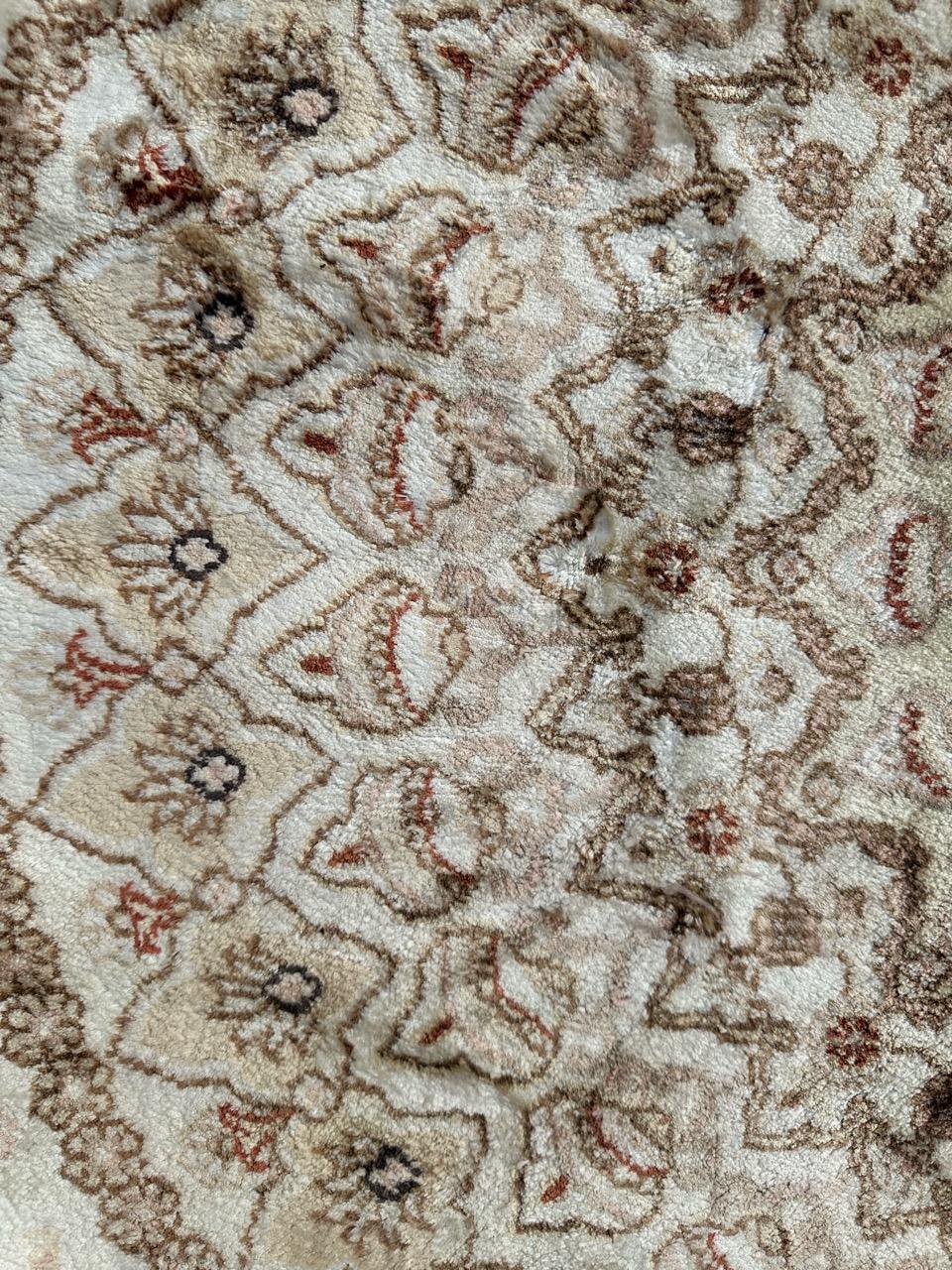 Bobyrug’s Nice vintage fine silk tabriz style Chinese rug  For Sale 8