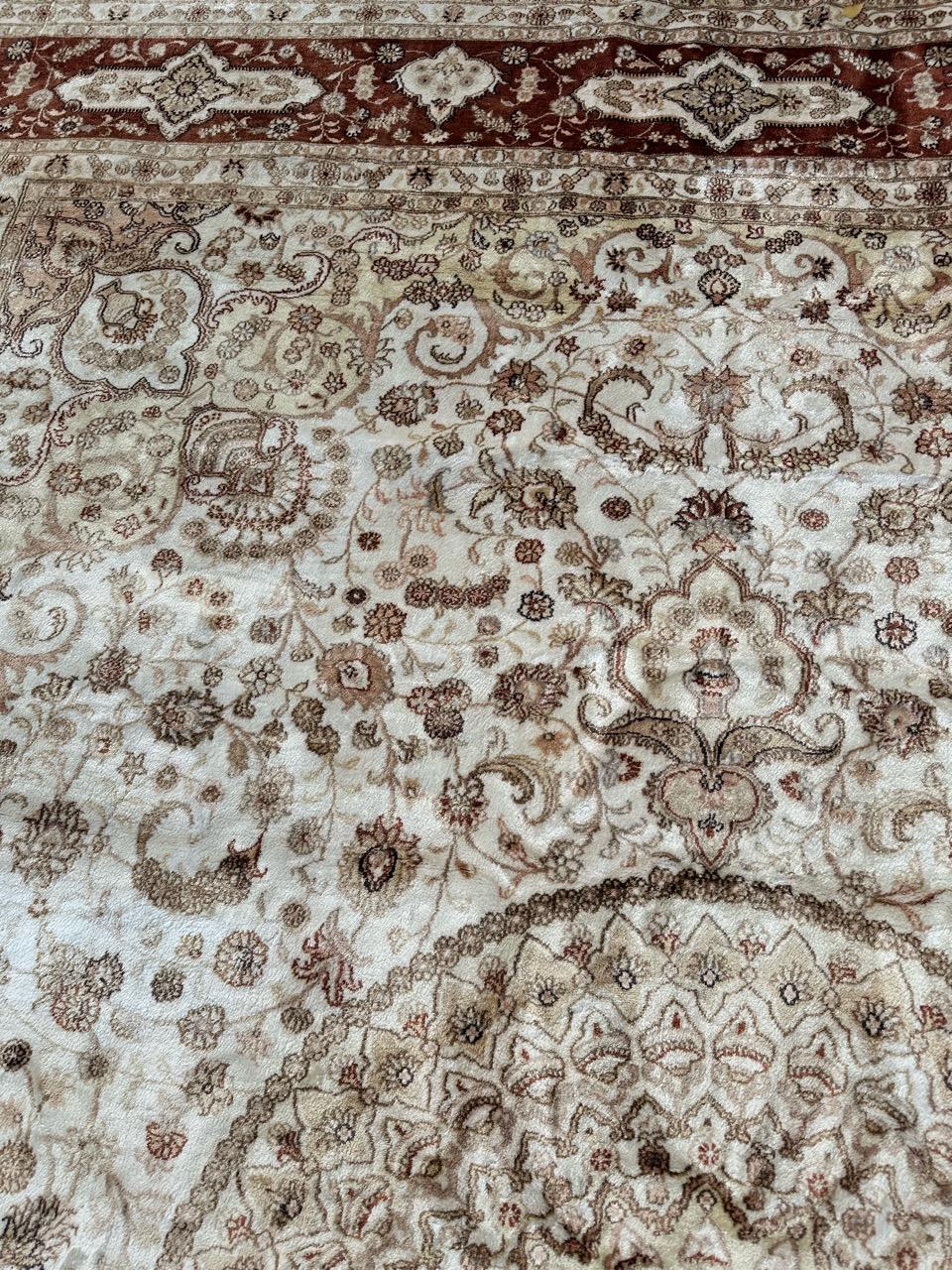 Bobyrug’s Nice vintage fine silk tabriz style Chinese rug  For Sale 11