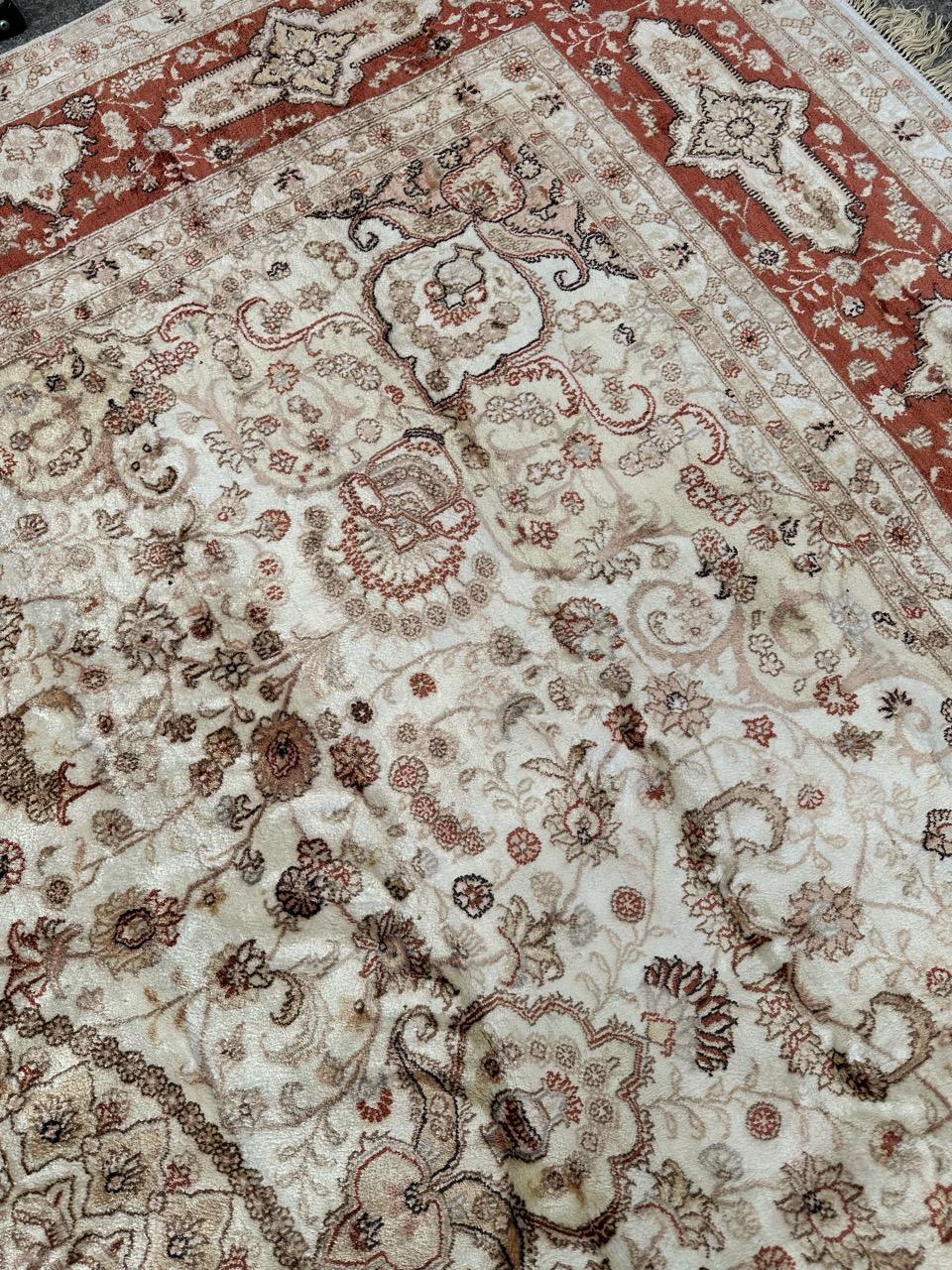 Bobyrug’s Nice vintage fine silk tabriz style Chinese rug  For Sale 13