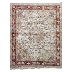 Bobyrug's Joli tapis chinois vintage en soie fine de style tabriz 