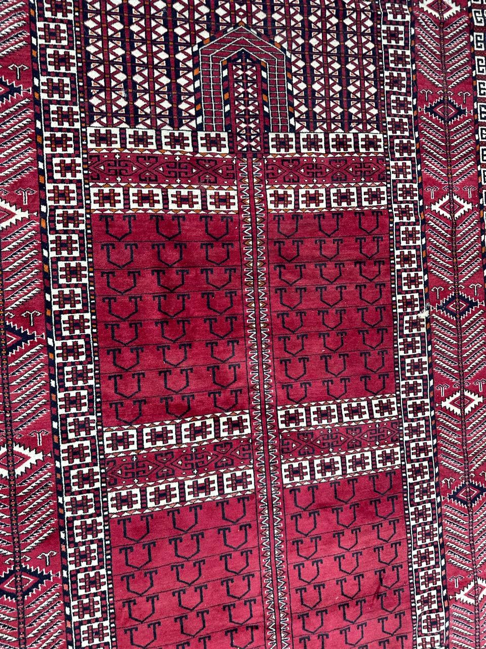 Bobyrug’s nice vintage fine Turkmen Hachlou rug For Sale 5