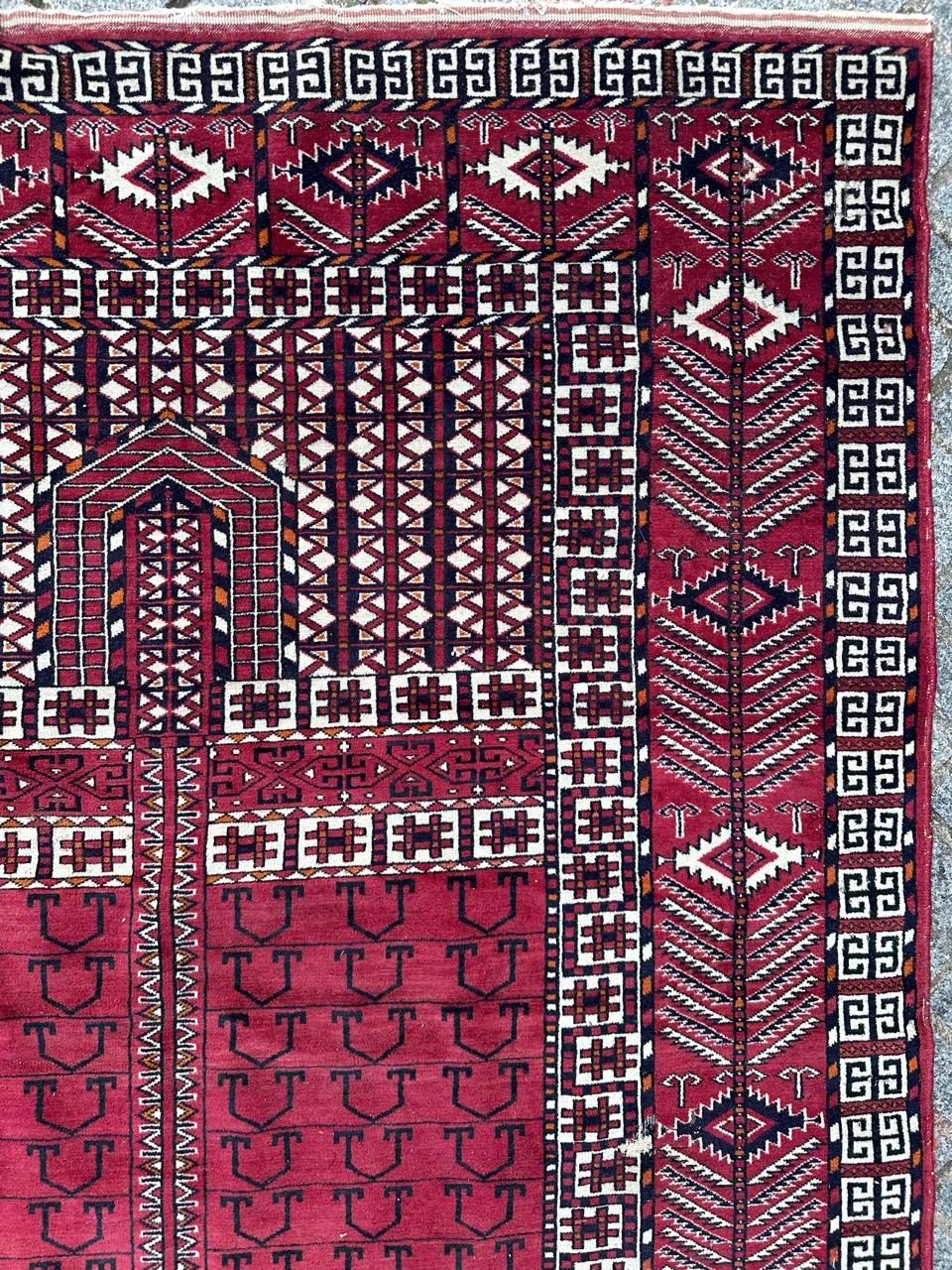 Bobyrug’s nice vintage fine Turkmen Hachlou rug For Sale 8