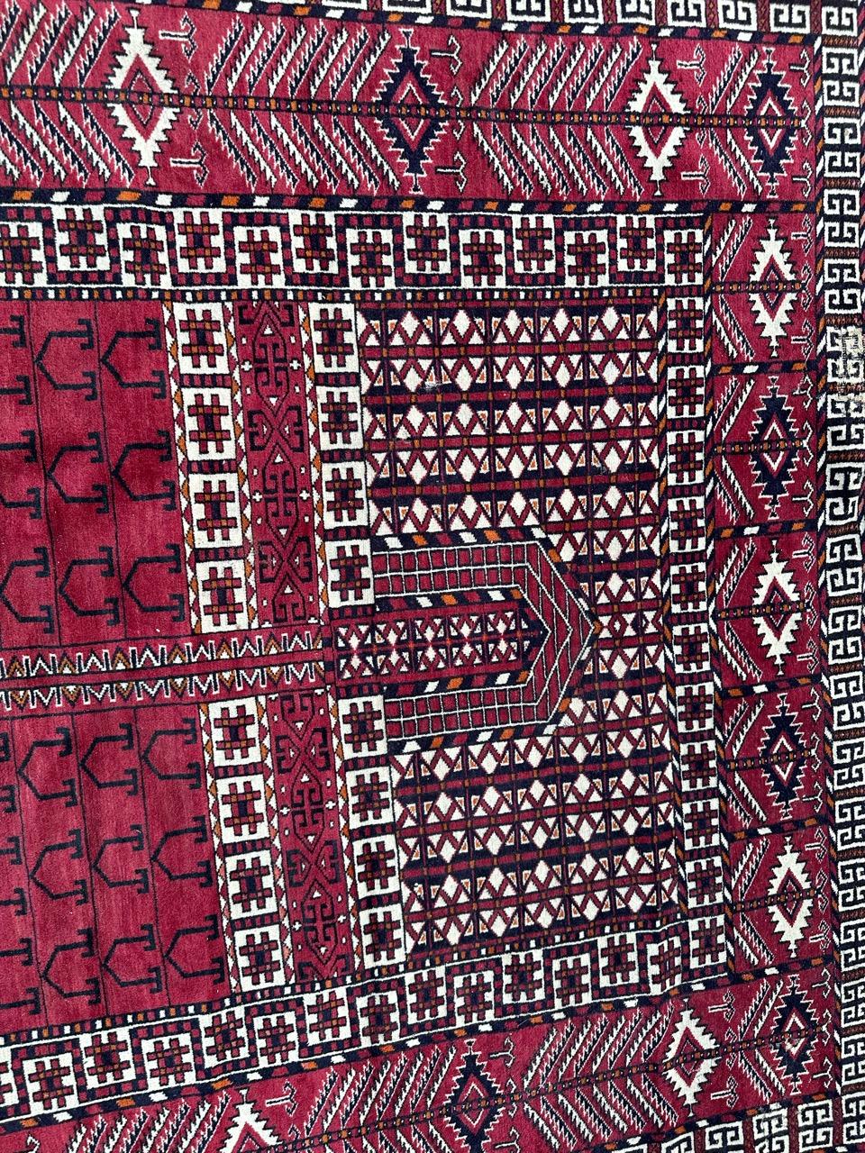 Bobyrug’s nice vintage fine Turkmen Hachlou rug For Sale 11