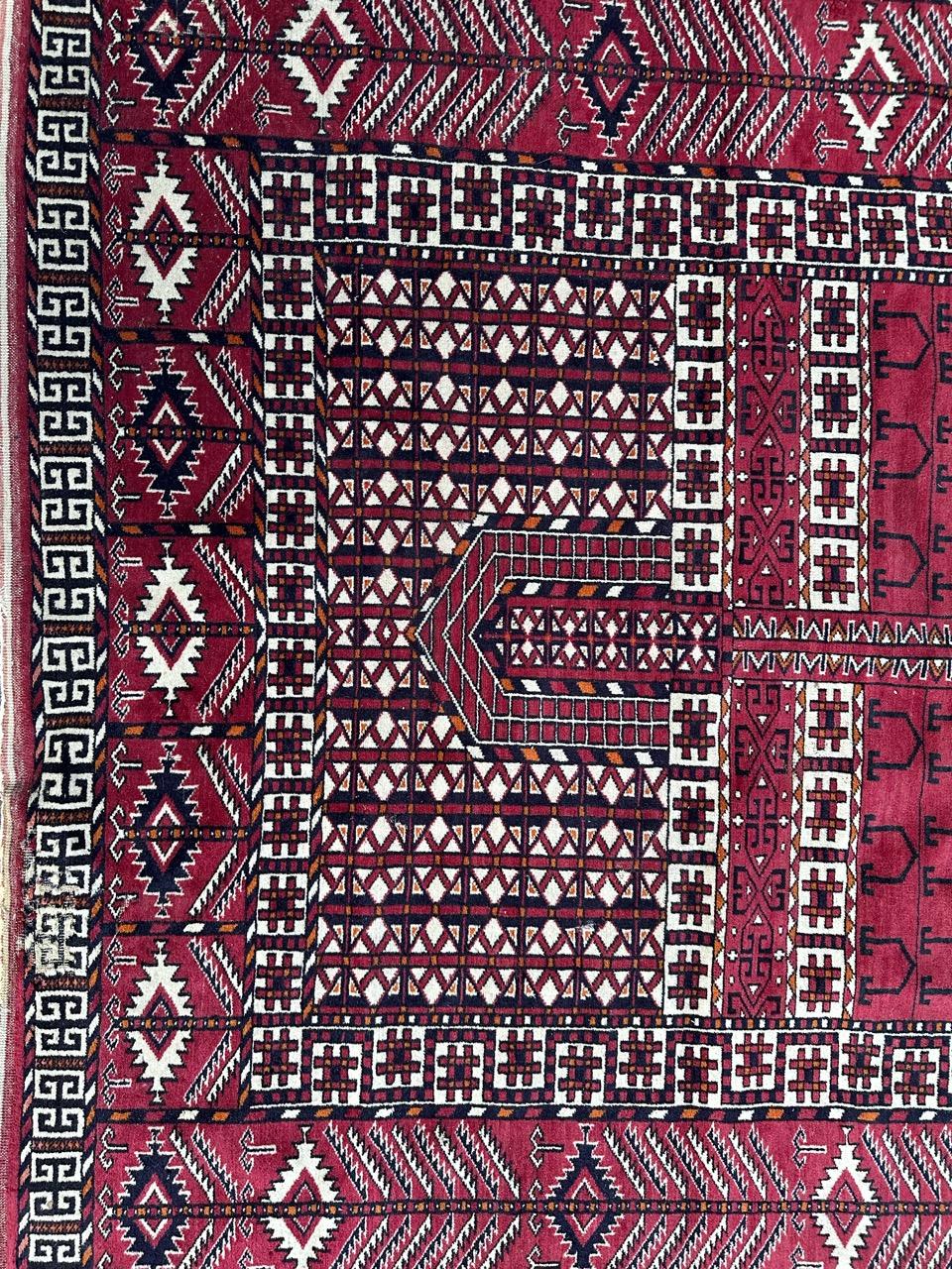 Tribal Bobyrug’s nice vintage fine Turkmen Hachlou rug For Sale