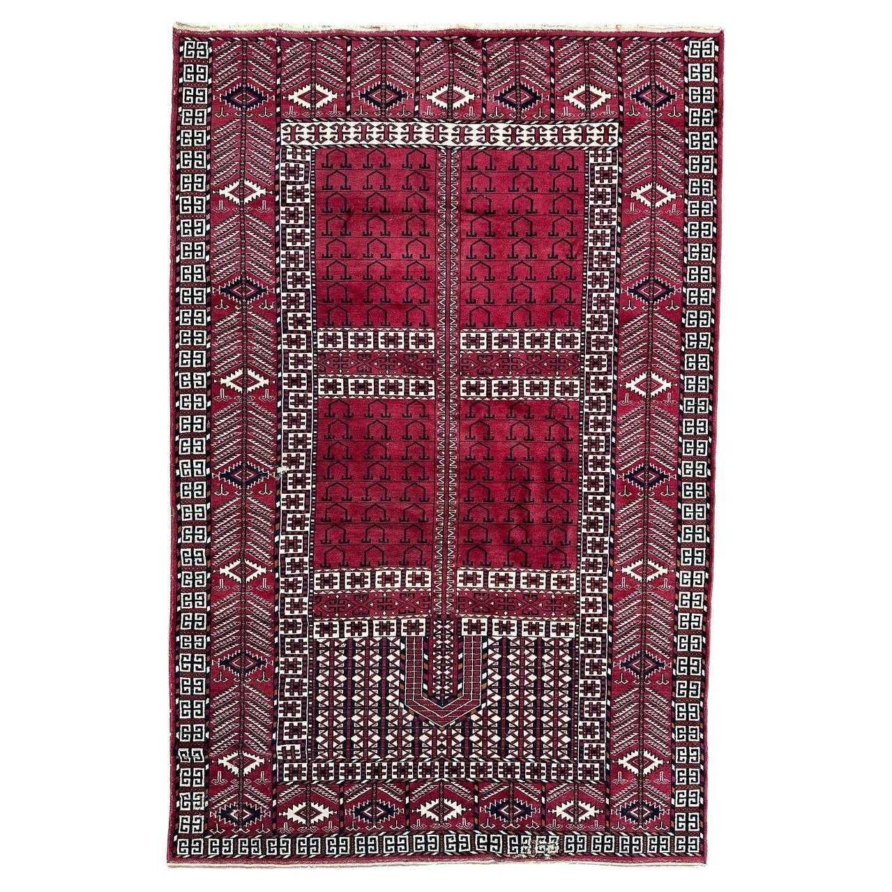 Bobyrug’s nice vintage fine Turkmen Hachlou rug For Sale