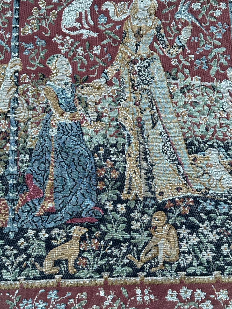 nice vintage French Aubusson style Jacquard tapestry “lady and licorn” For Sale 5