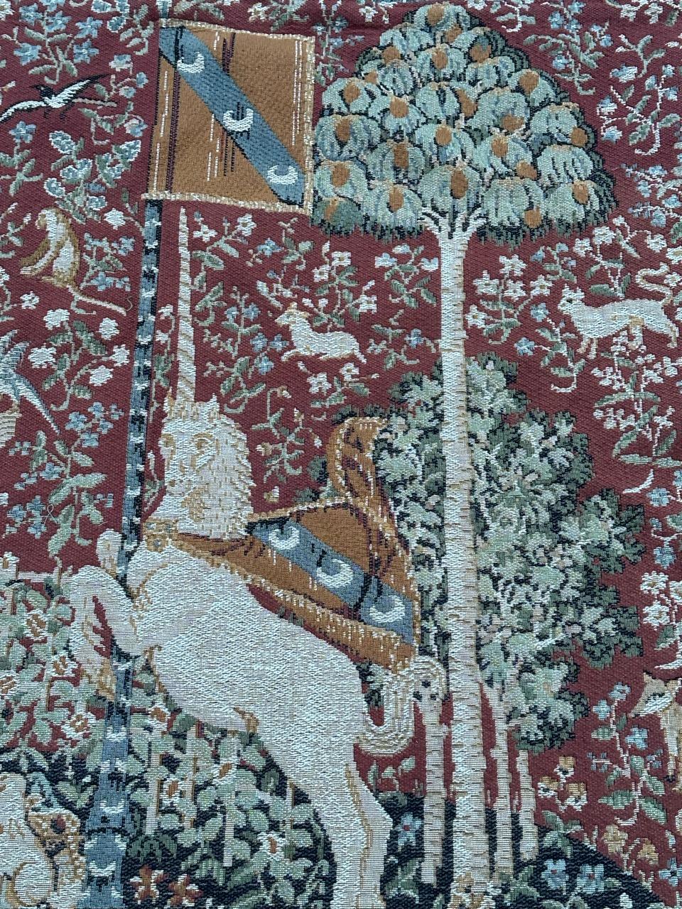 nice vintage French Aubusson style Jacquard tapestry “lady and licorn” For Sale 7