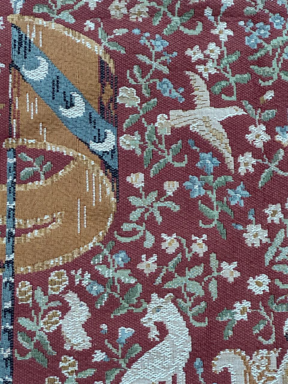 Bobyrug's schöne Vintage Französisch Aubusson Stil Jacquard-Wandteppich Dame und licorn im Angebot 2