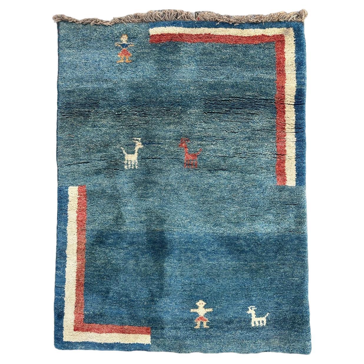 Bobyrug’s nice vintage Gabbeh rug  For Sale