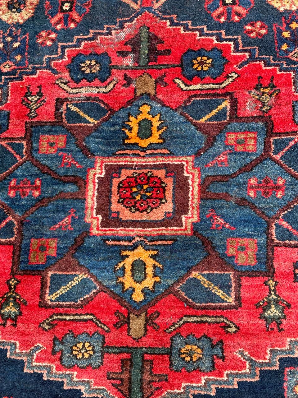 Hand-Knotted Bobyrug’s nice vintage Hamadan rug For Sale