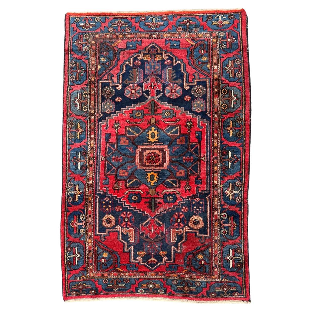 Bobyrug’s nice vintage Hamadan rug For Sale