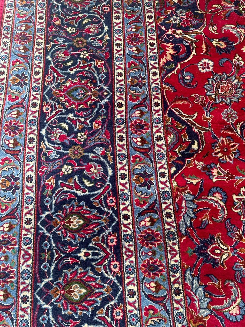 Bobyrug's nice vintage large kashan rug en vente 3