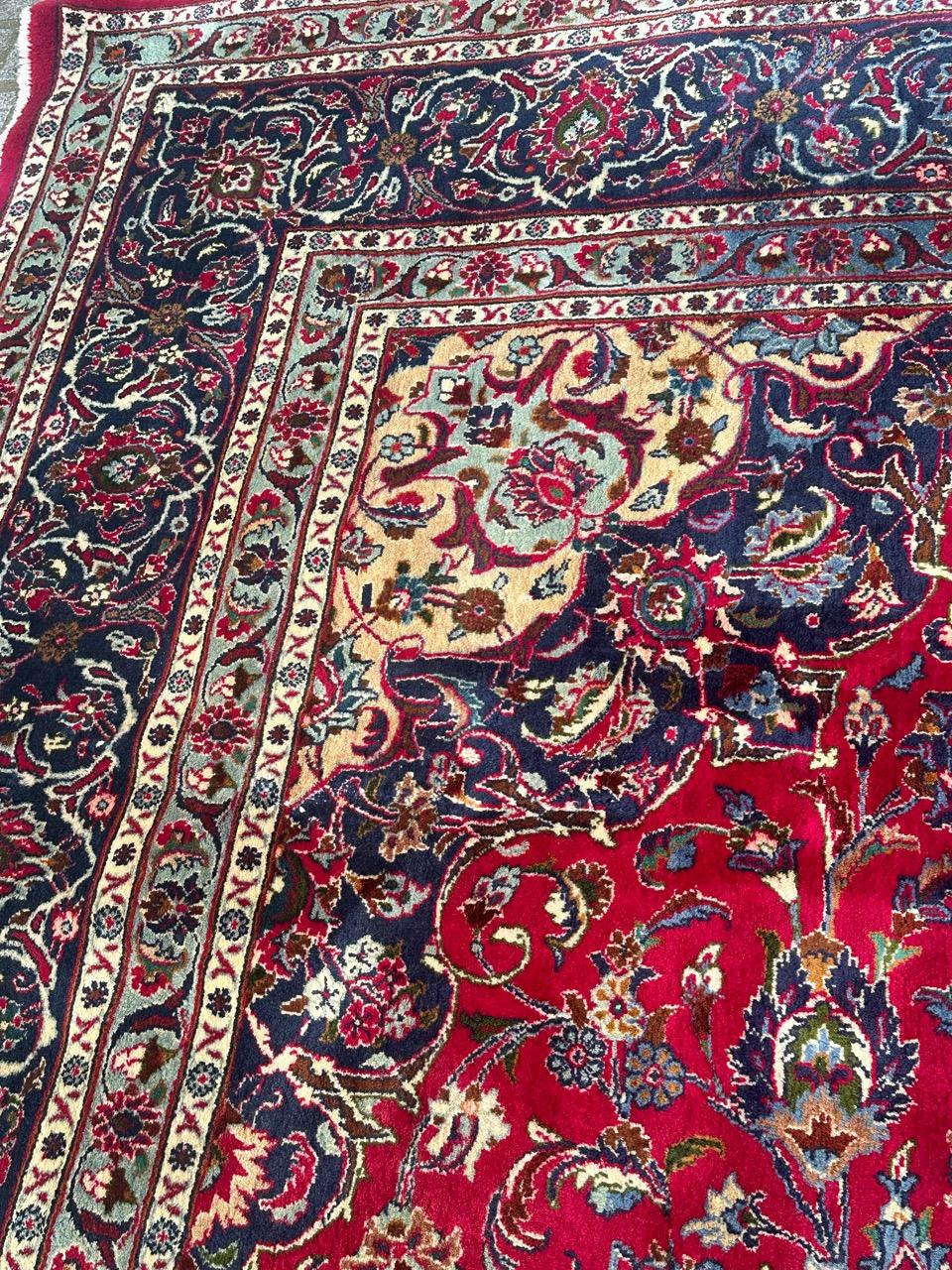 Bobyrug's nice vintage large kashan rug en vente 6