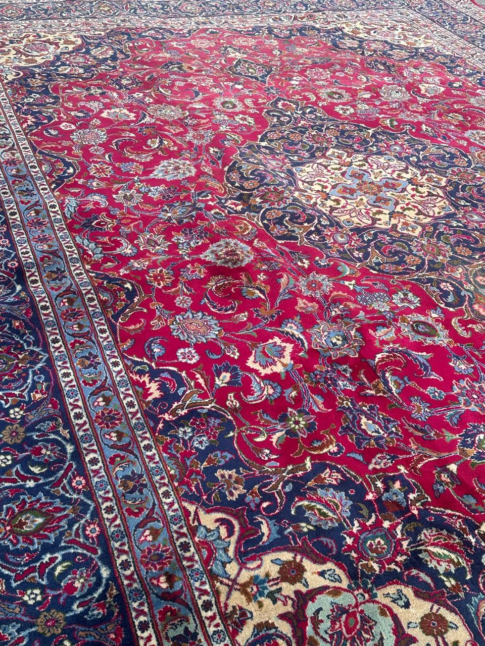 Bobyrug's nice vintage large kashan rug en vente 7
