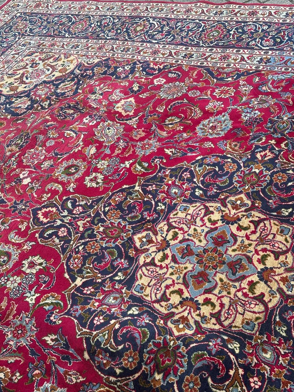 Bobyrug's nice vintage large kashan rug en vente 8