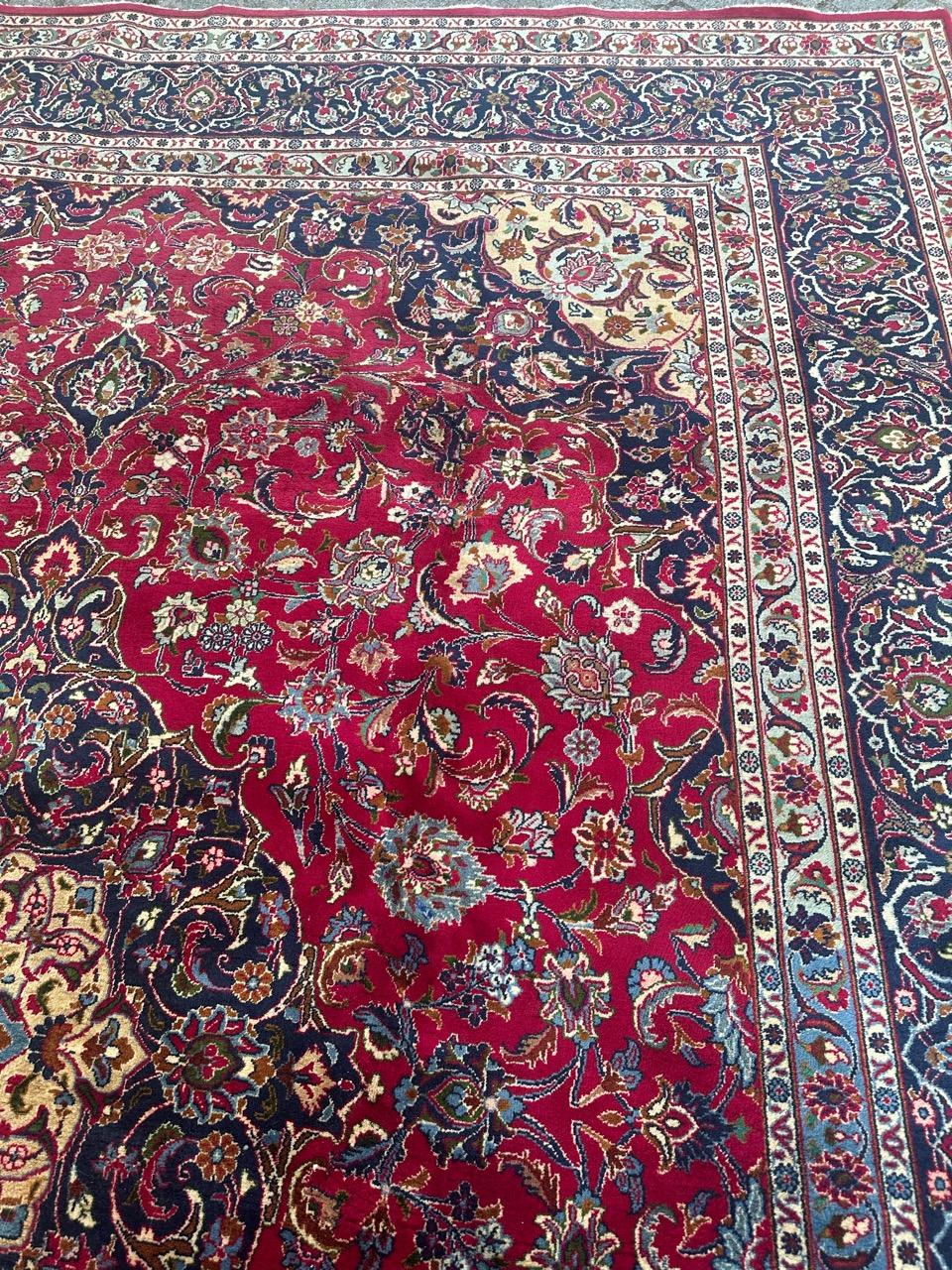 Hand-Knotted Bobyrug’s nice vintage large kashan rug For Sale