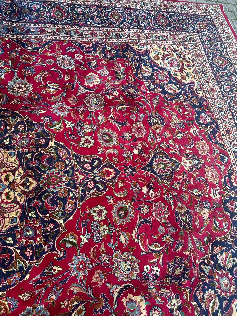 Bobyrug's nice vintage large kashan rug Bon état - En vente à Saint Ouen, FR
