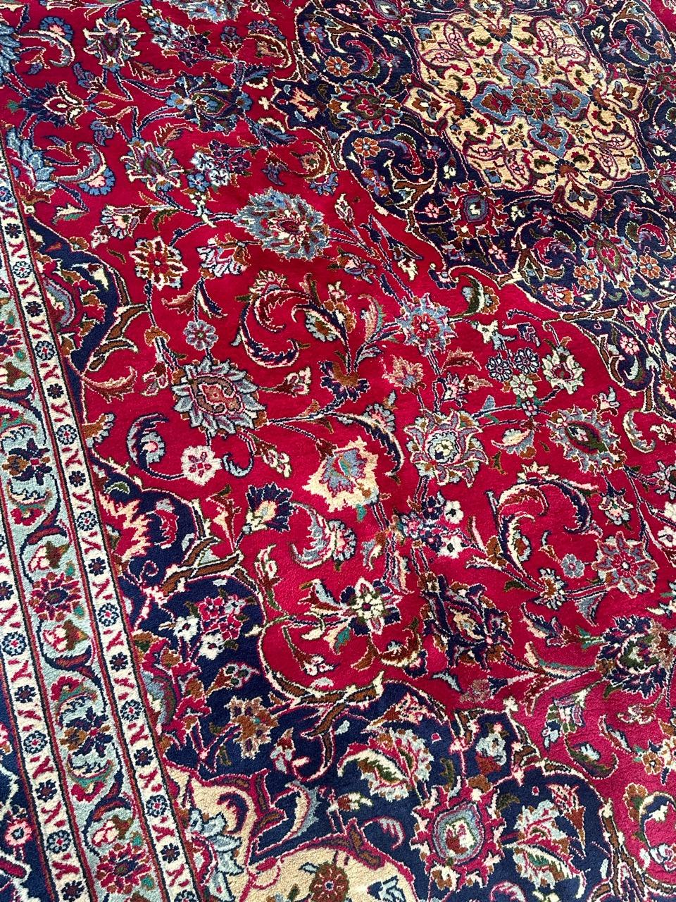Bobyrug's nice vintage large kashan rug en vente 1