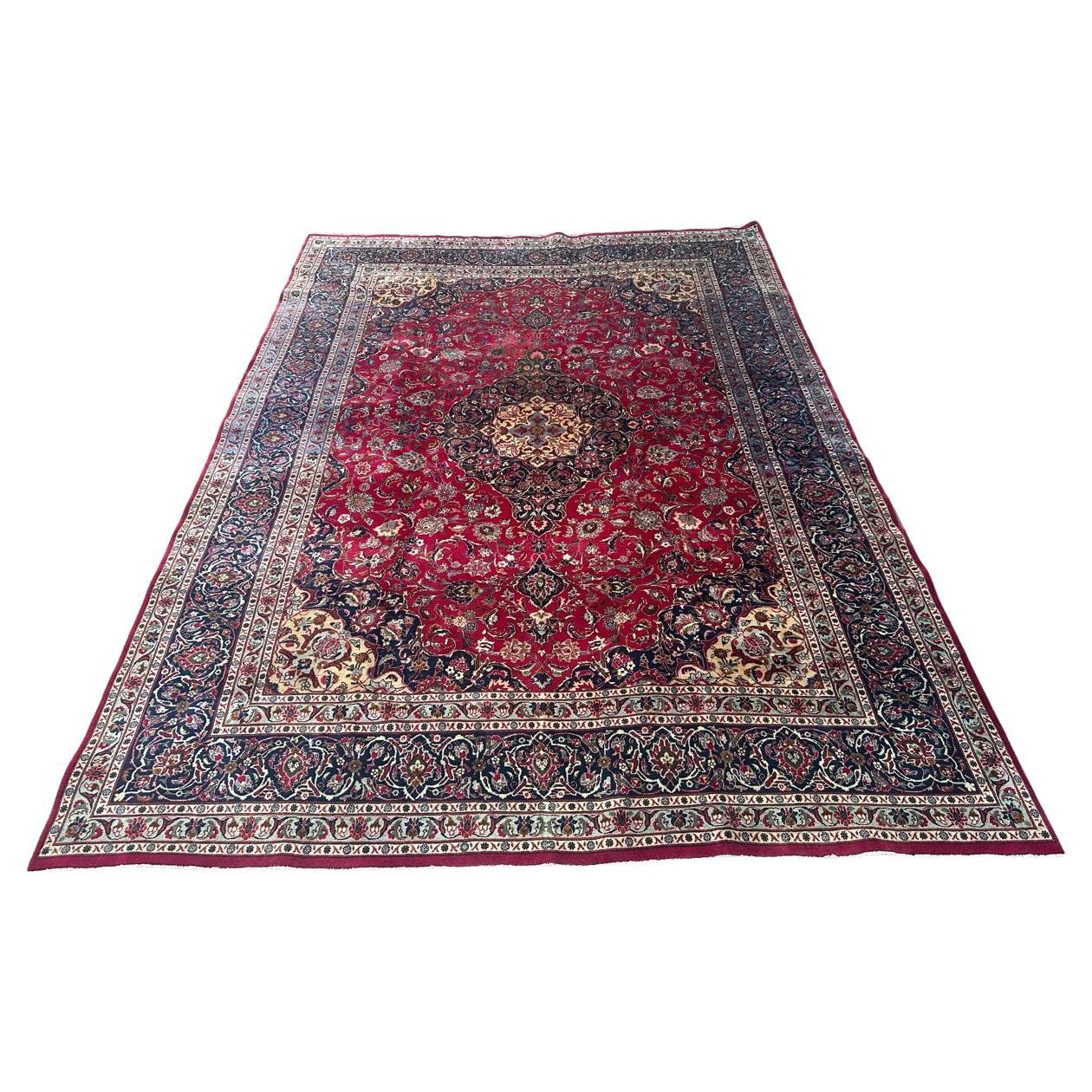 Bobyrug's nice vintage large kashan rug en vente