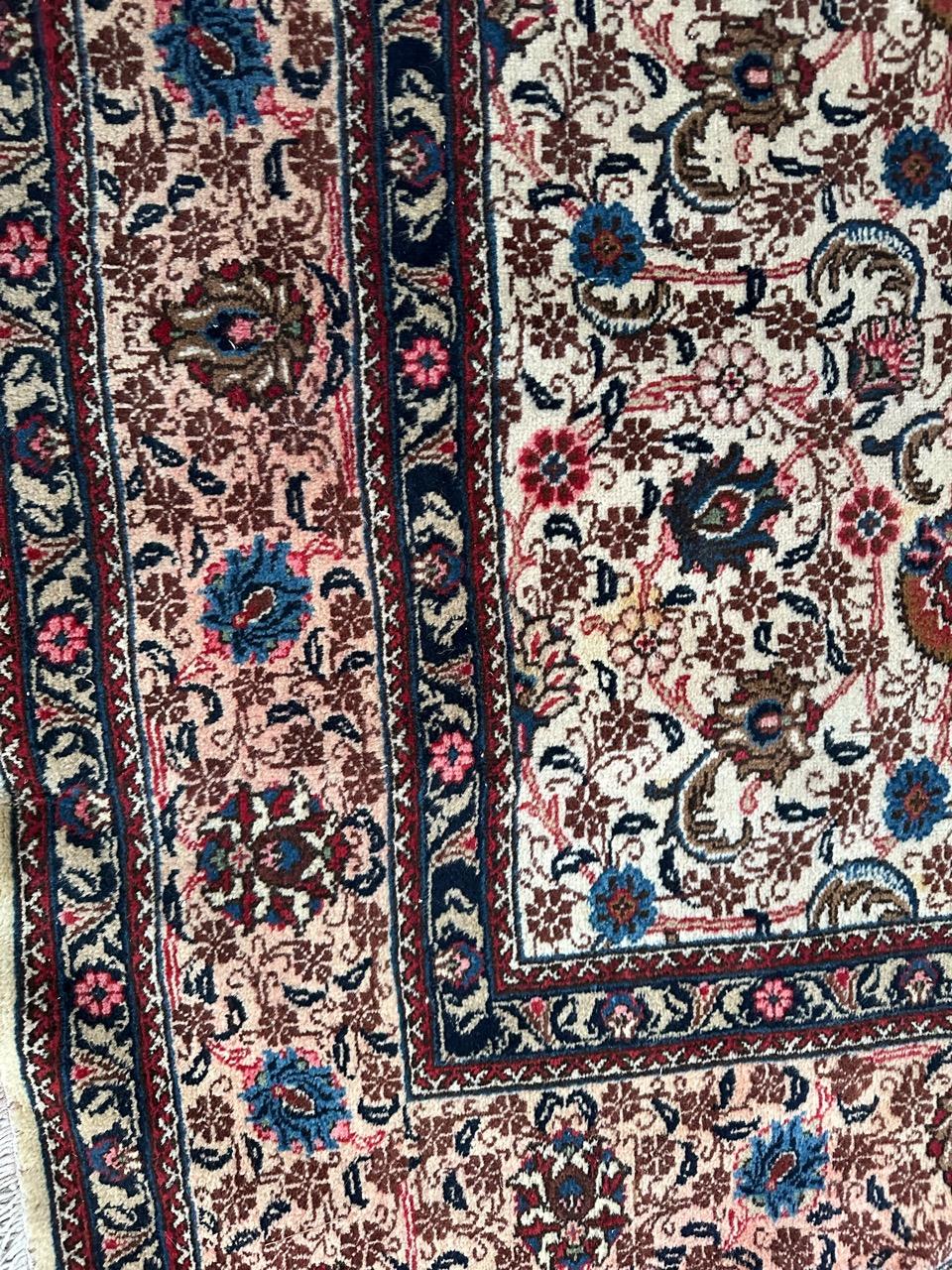 Annodato a mano Bobyrug's Bel tappeto Mashhad vintage di grandi dimensioni in vendita
