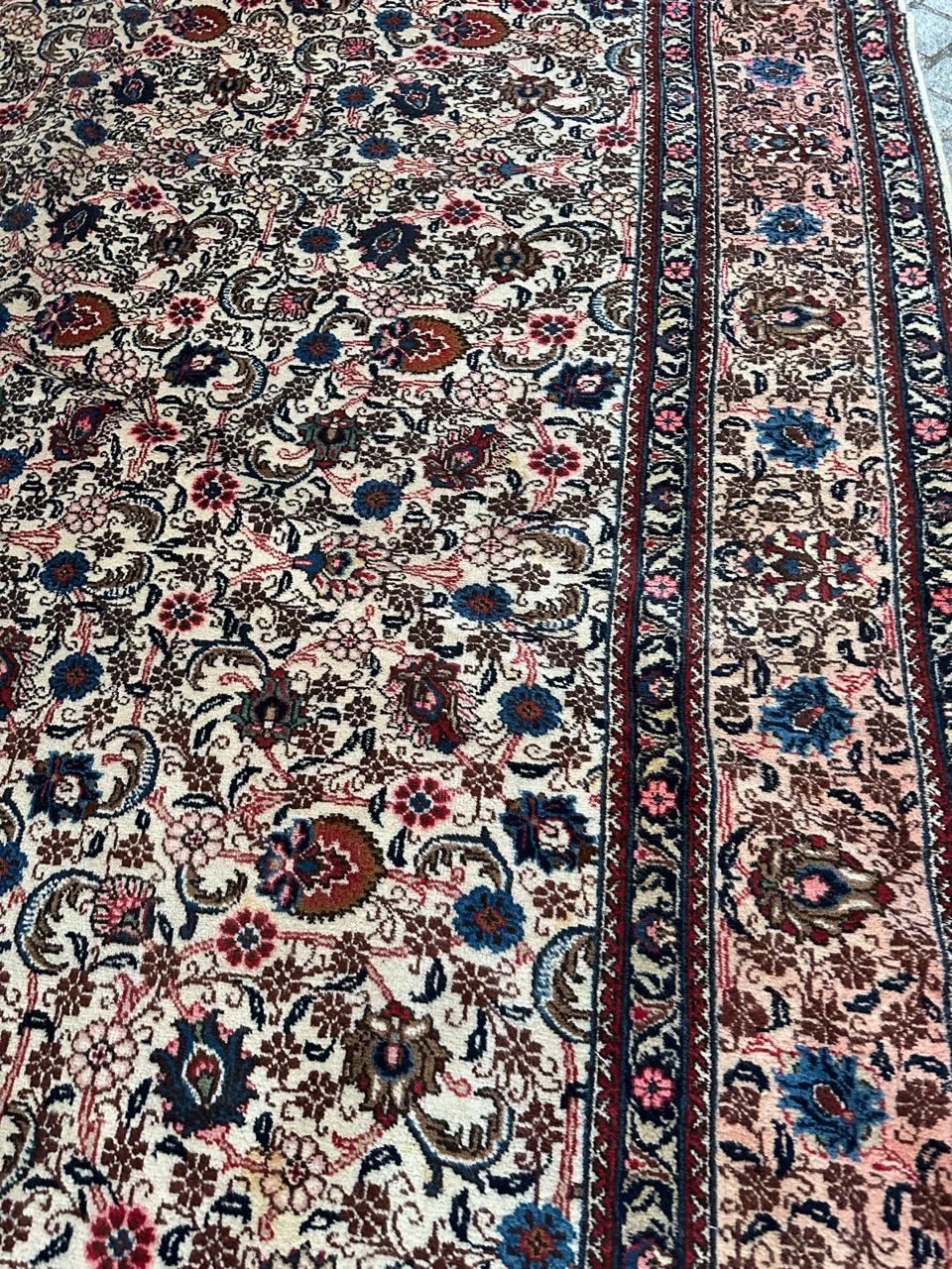 Bobyrug’s Nice vintage large Mashhad rug  In Good Condition For Sale In Saint Ouen, FR