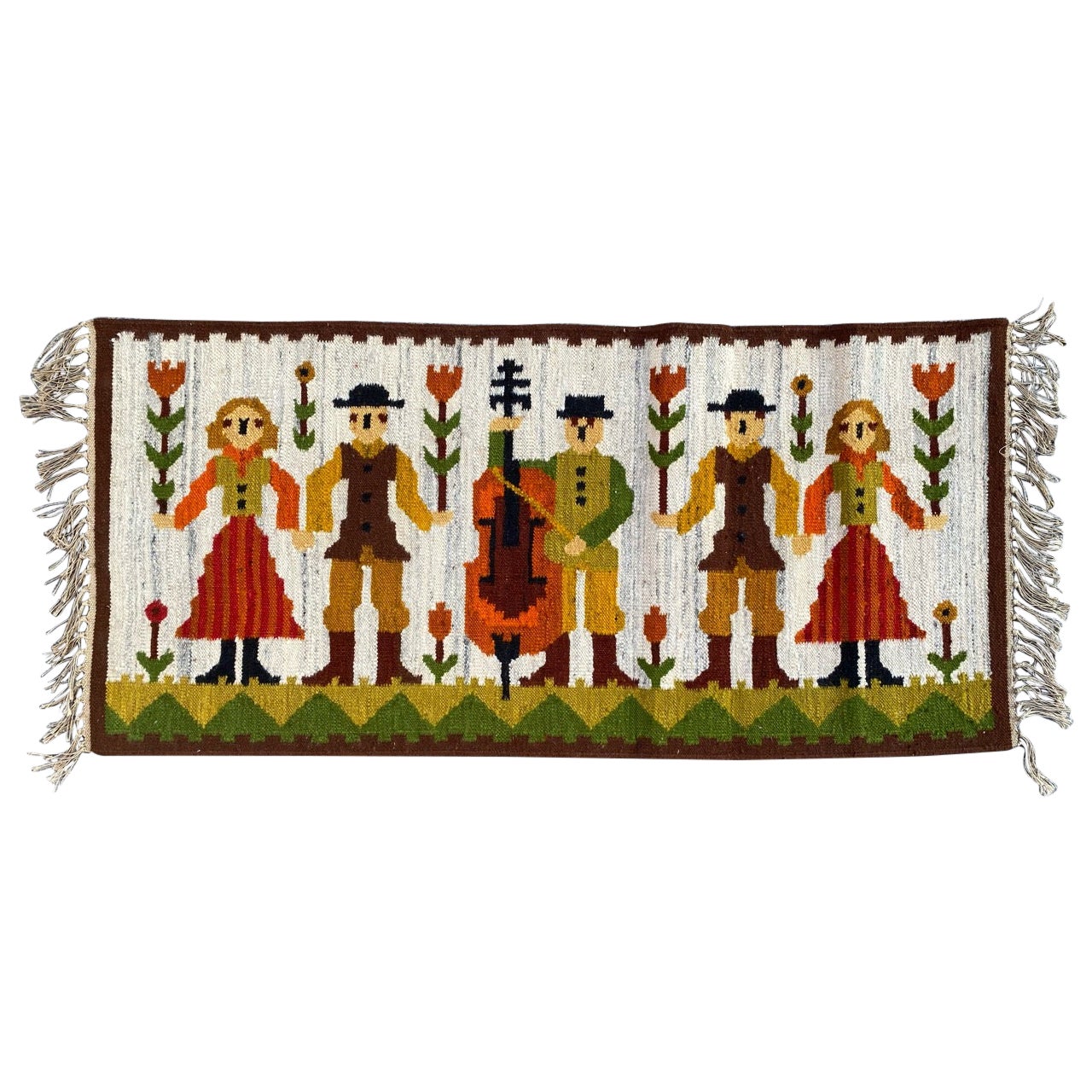 Bobyrug’s Nice Vintage Polish Tapestry Kilim