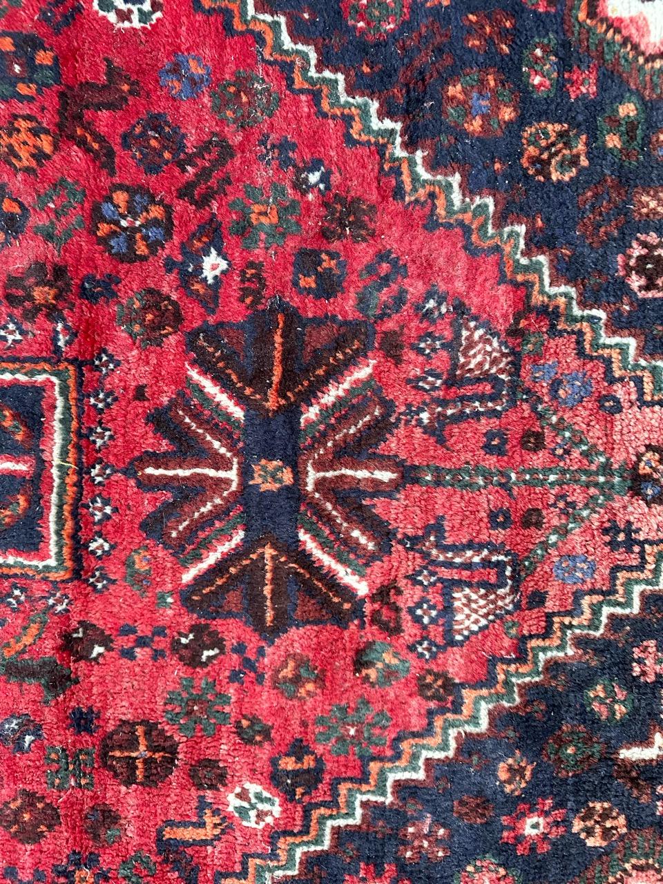 Hand-Knotted Bobyrug’s nice vintage Shiraz rug  For Sale