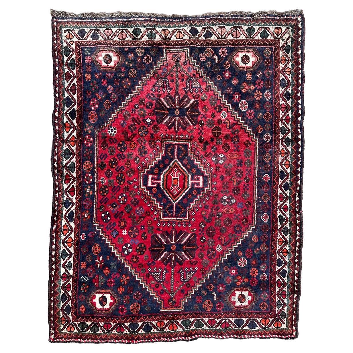 Bobyrug’s nice vintage Shiraz rug  For Sale