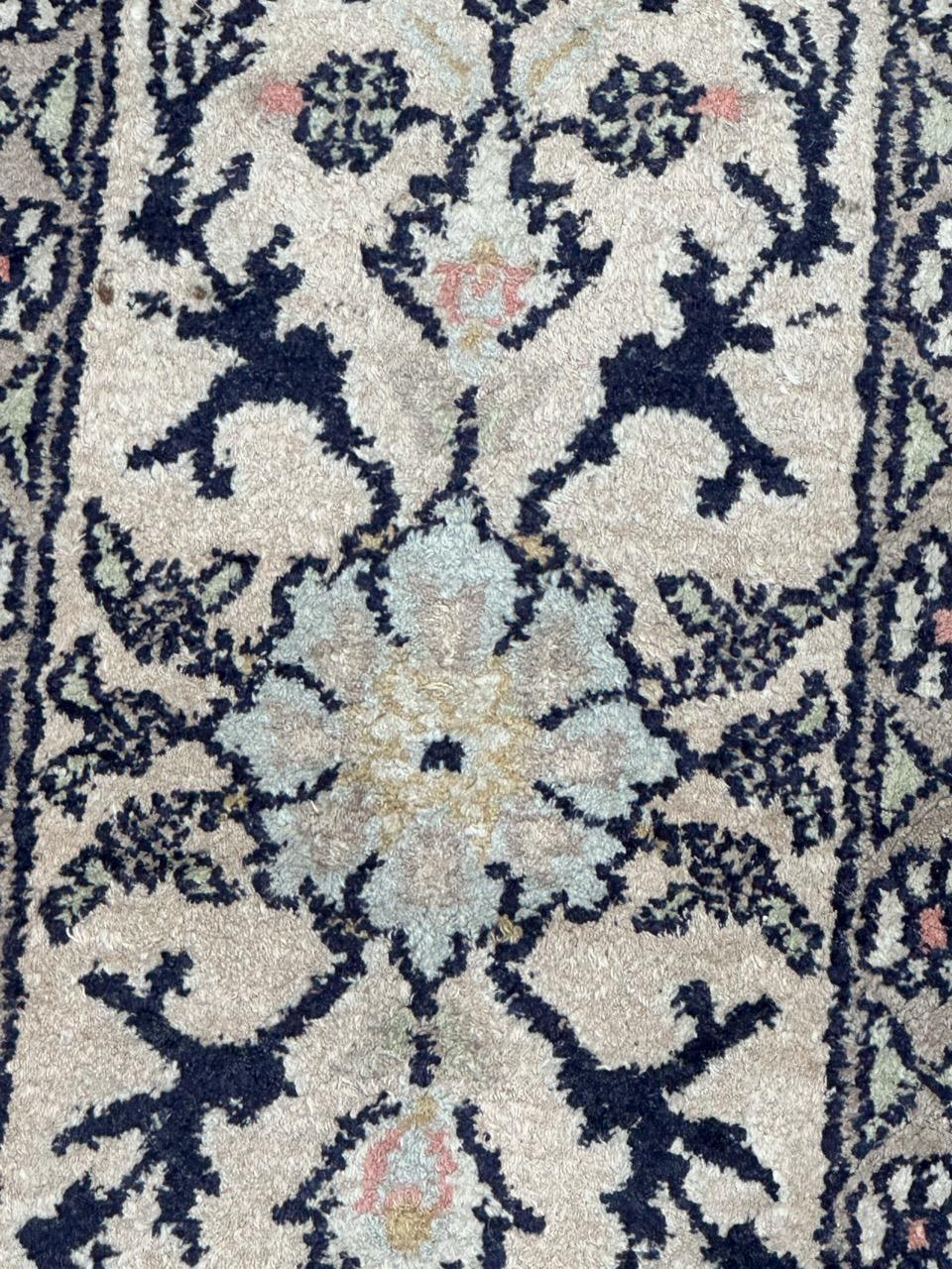 Bobyrug’s nice vintage silk Kashmir rug  For Sale 3