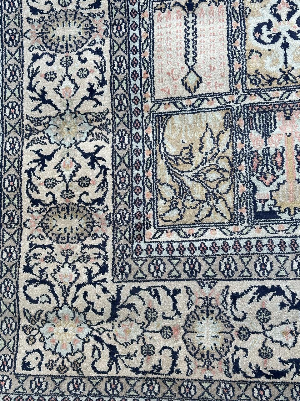 Bobyrug’s nice vintage silk Kashmir rug  For Sale 6