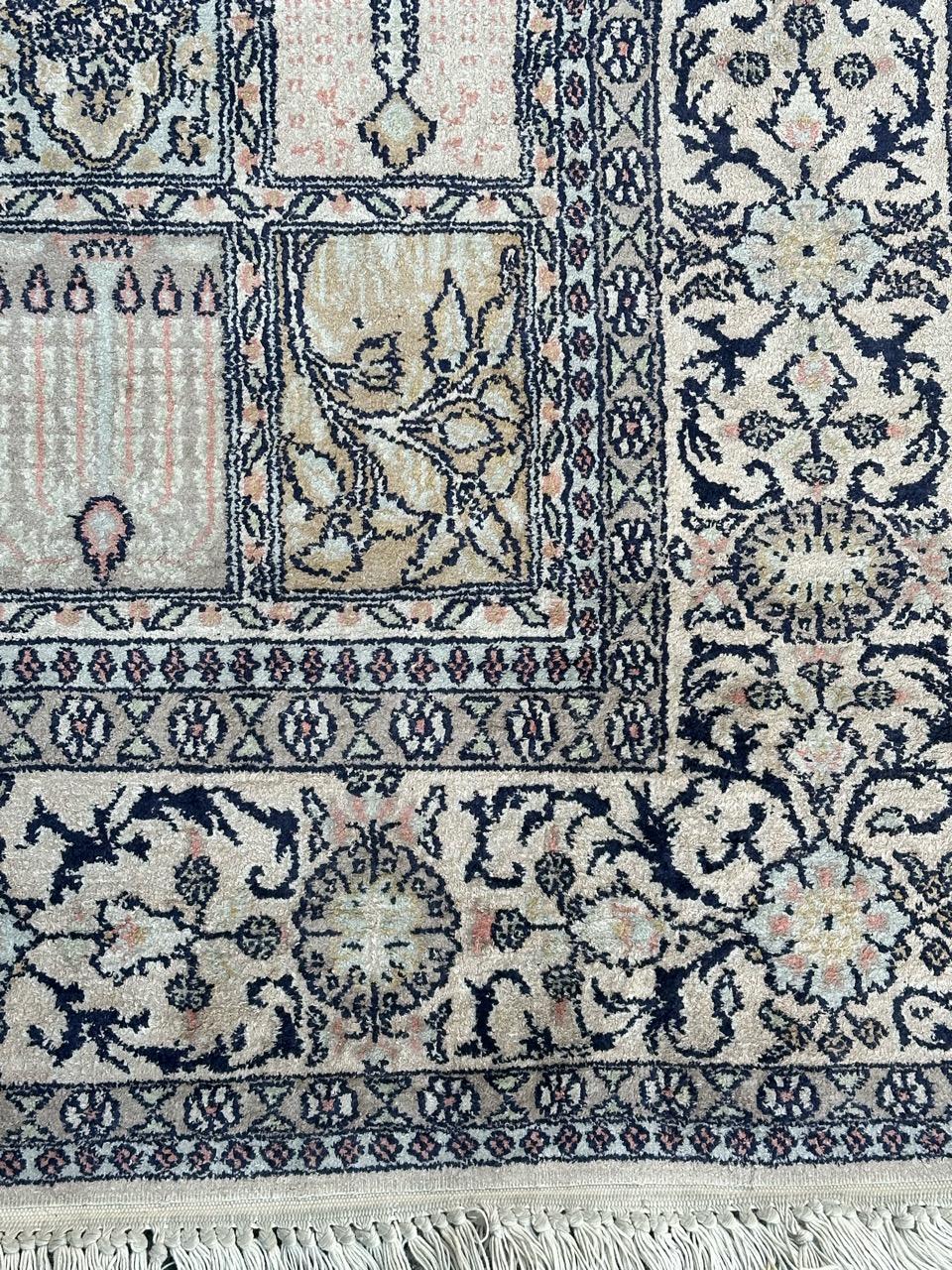 Bobyrug’s nice vintage silk Kashmir rug  For Sale 7