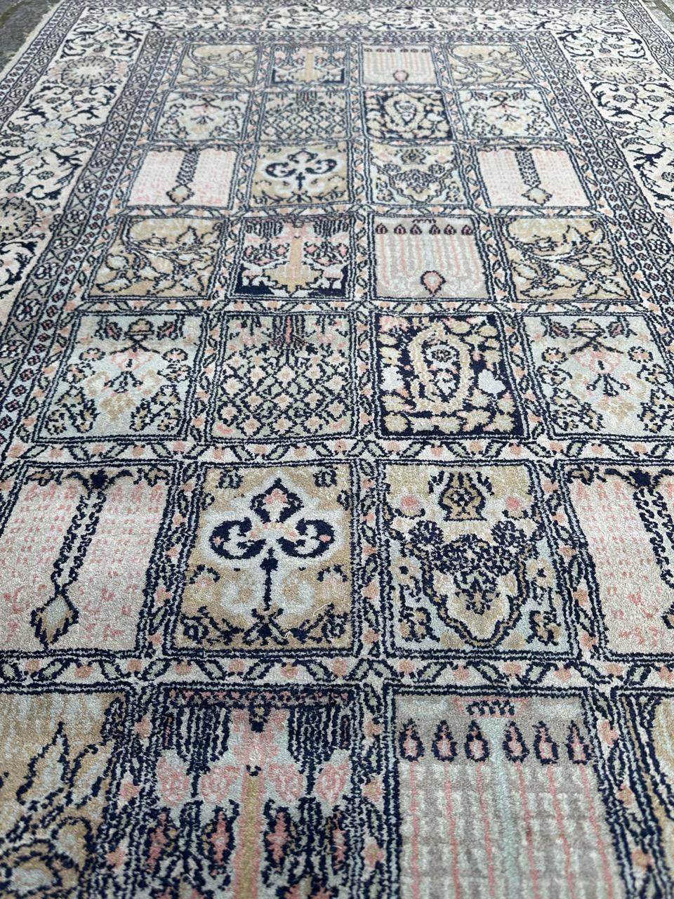 Bobyrug’s nice vintage silk Kashmir rug  For Sale 8