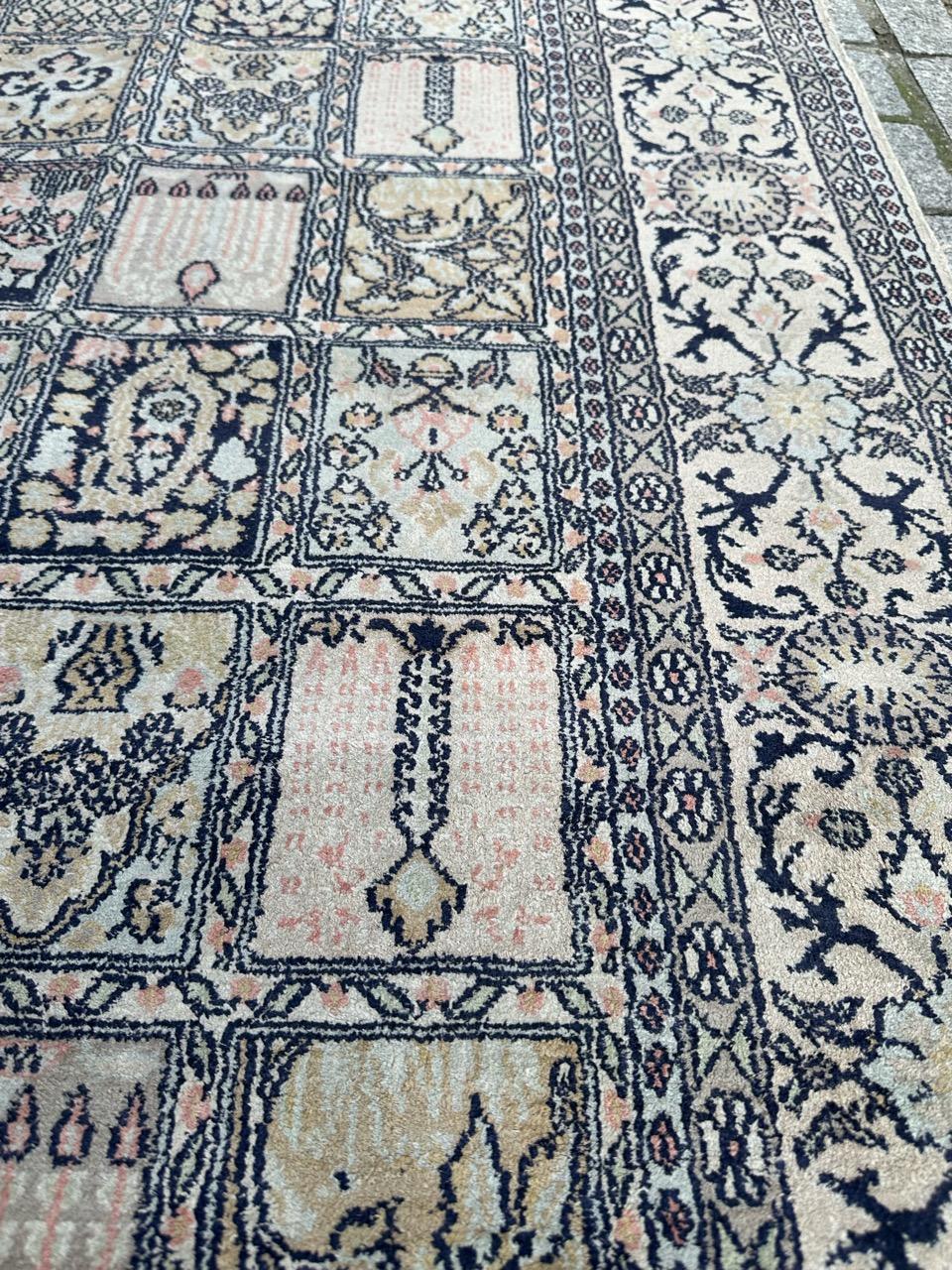 Bobyrug’s nice vintage silk Kashmir rug  For Sale 9