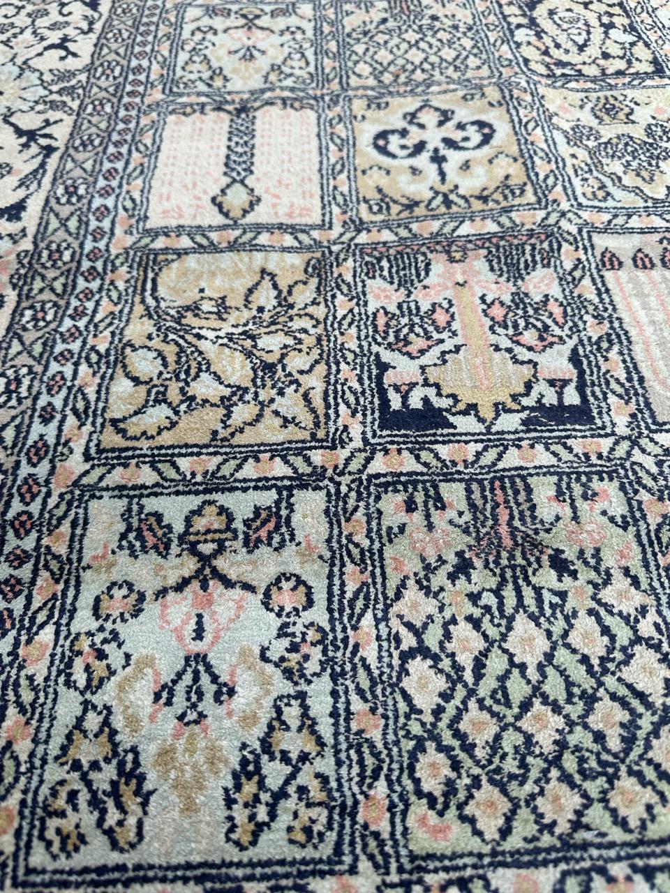 Bobyrug’s nice vintage silk Kashmir rug  For Sale 10