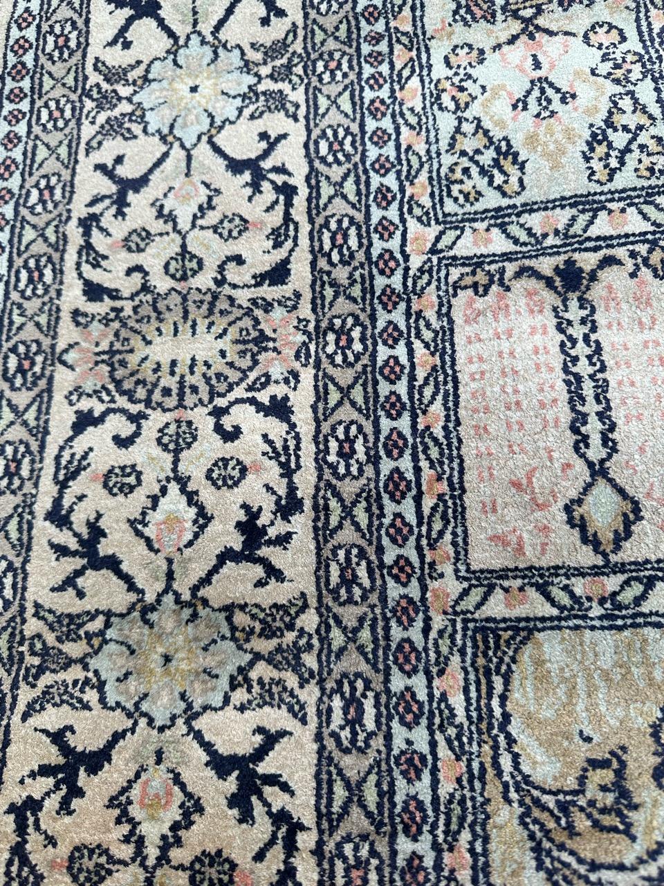 Bobyrug’s nice vintage silk Kashmir rug  For Sale 11