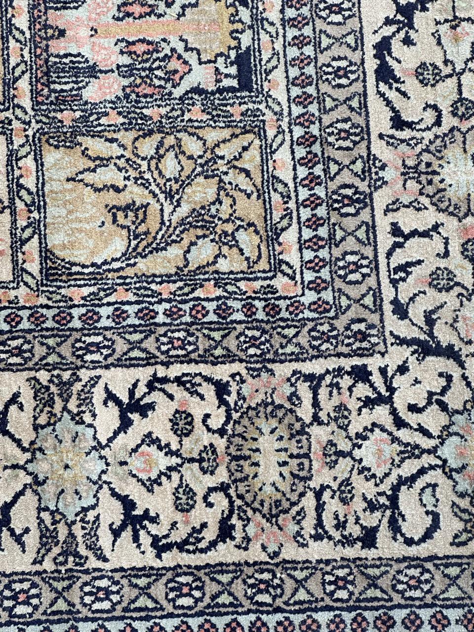 Cotton Bobyrug’s nice vintage silk Kashmir rug  For Sale