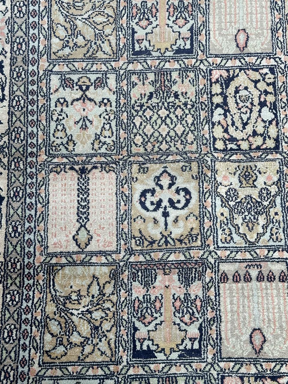 Bobyrug’s nice vintage silk Kashmir rug  For Sale 1
