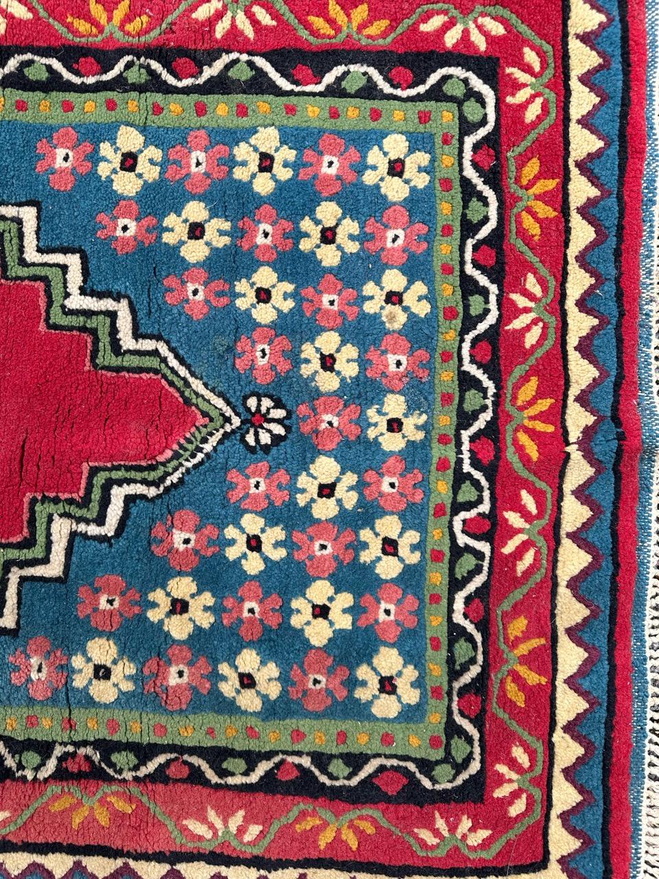 Hand-Knotted Bobyrug’s nice vintage tribal Tunisian rug For Sale