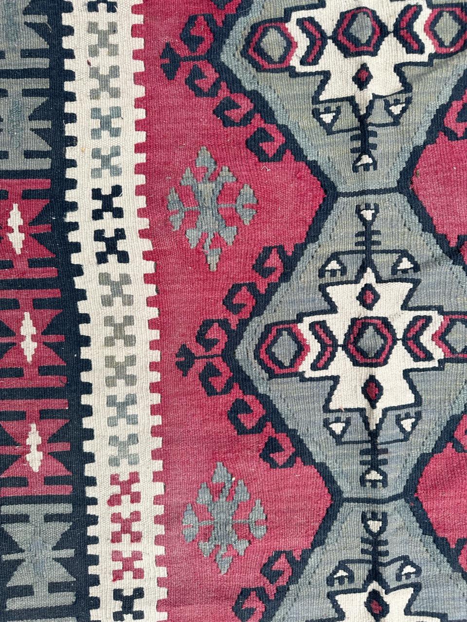Wool Bobyrug’s nice vintage Turkish Anatolian Kilim  For Sale