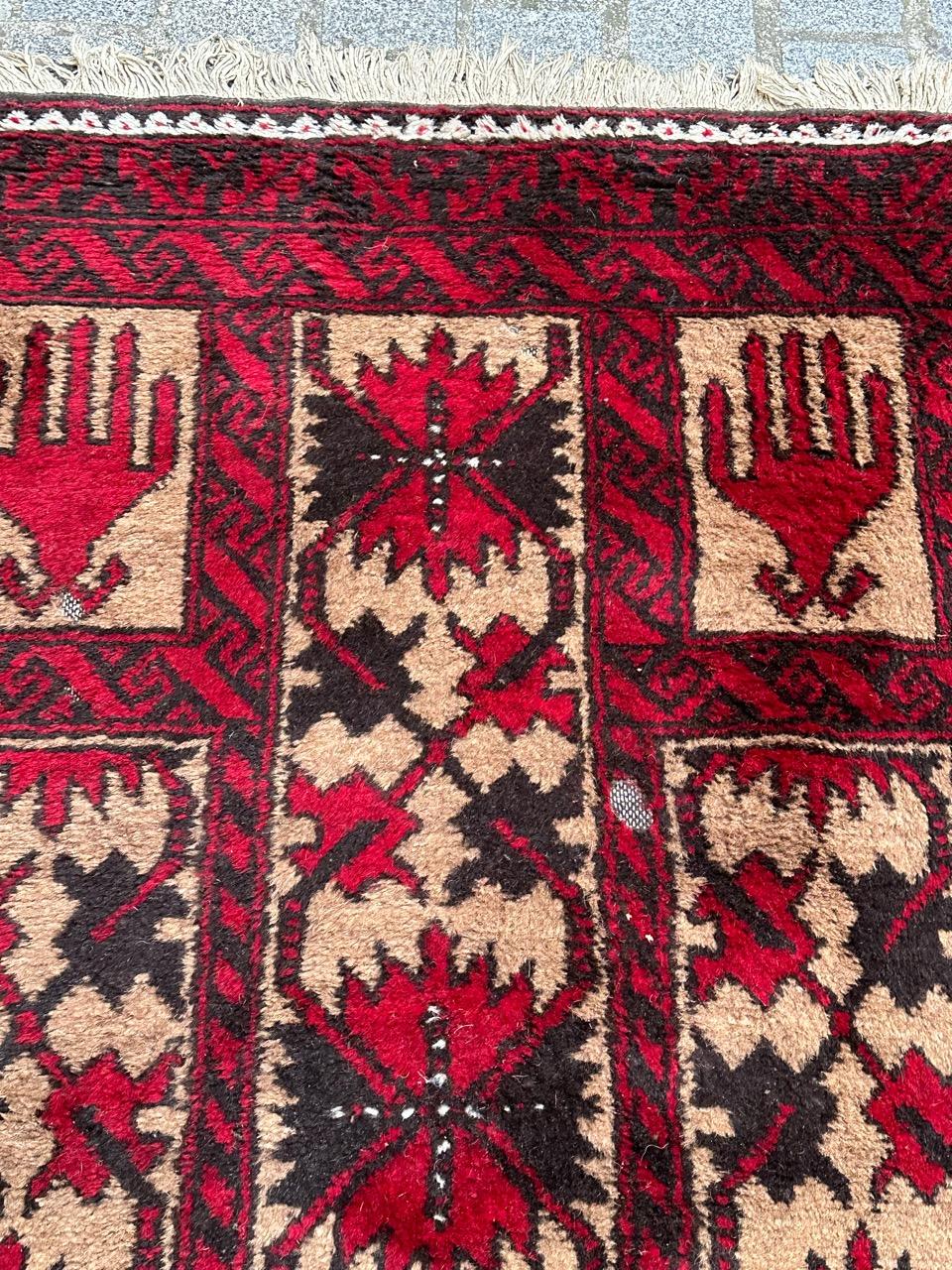 Bobyrug’s nice vintage Turkmen Baluch rug  For Sale 3